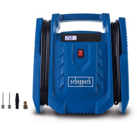 Scheppach Compresseur compact Airforce 7 SC - fonction hybride 230V / 12V - sans huile - 8 bar - 24 l/min - flexible 0,6 m - accessoires inclus