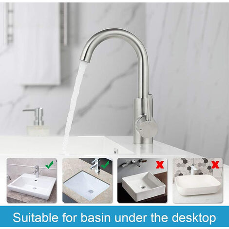 Robinet Lavabo GRIFEMA Mitigeur Monocommande 360° - Laiton Gris Raccord 3/8"