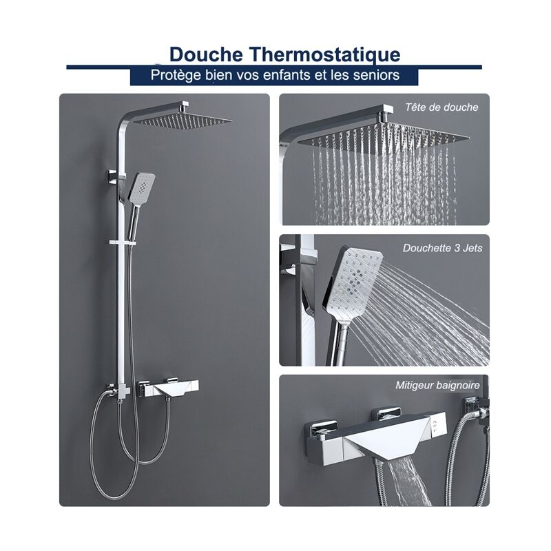 Système de douche combiné thermostatique 8821 avec tête de douche