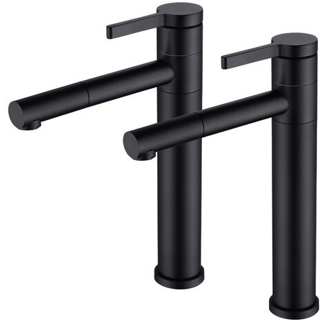 Installation Facile Robinet Lavabo Noir Kelleria - Mitigeur Acier Inoxydable, Bec 80mm, Économiseur D'Eau, Accessoire Salle De Bain