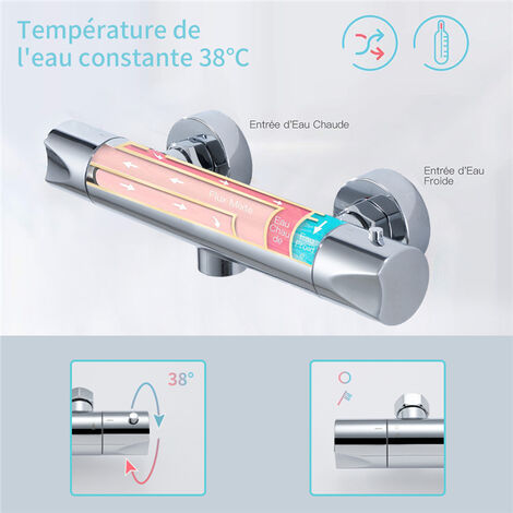 VALLAMOSSE Mitigeur thermostatique pour douche, chromé, 150 mm - IKEA