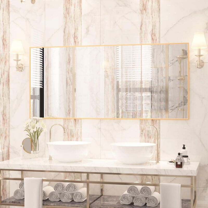 Miroir Sur Pied Bombé 165x60cm Doré - Miroir Pleine Longueur Arqué Avec Cadre Et Support - Grand Miroir Sol