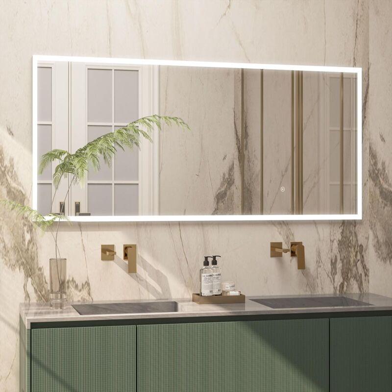 Miroir De Sol LED 160x50 Cm - Éclairage 3 Couleurs Réglable - Moderne, Pied Ou Mural - Chambre, Salon