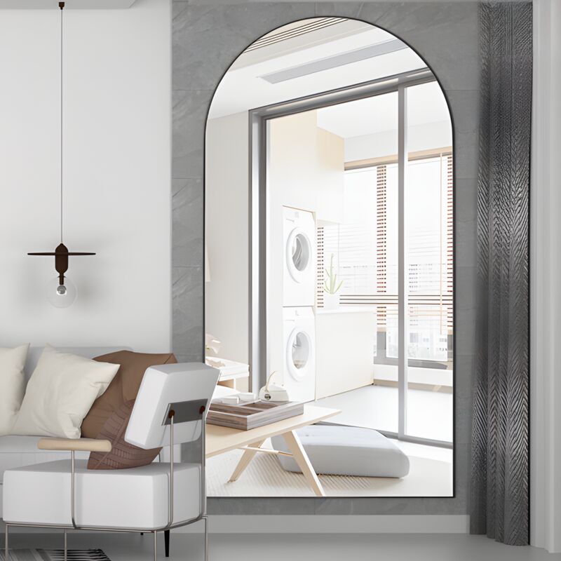 LIFEZEAL Miroir Mural Long 160x40cm Avec Cadre - Miroir Sur Pied Argent Moderne Pour Salon & Chambre