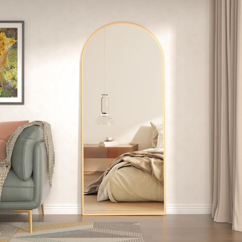 CASSILANDO 165 x 60 cm Miroir pleine longueur, grand miroir au sol, cadre en bois miroir sur pied, contre le mur pour chambre à coucher, dressing et miroir à cadre fin mural