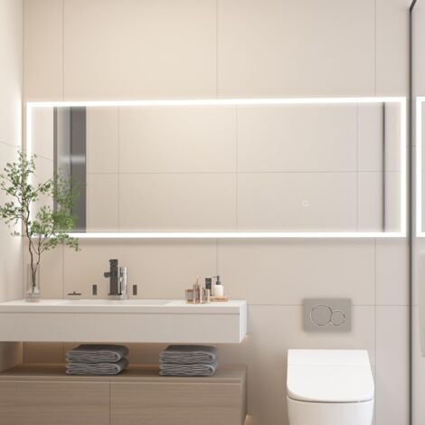 CASSILANDO 160 x 50 cm Miroir pleine longueur de avec lumières LED, miroir de sol sur pied, miroir mural, couleur variable et réglage de la luminosité pour chambre à coucher, LED, blanc avec support