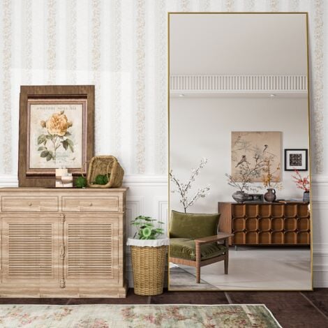 Miroir Mural 180x80 Cm - Miroir Sur Pied - Miroir De Sol - Cadre En Metal - Miroir Autoportant