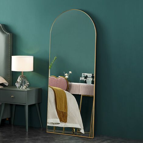 Miroir Pleine Longueur Sur Pied 150 X 51 Cm – Cadre Blanc, Verre Trempé, Utilisable Au Sol Ou Mural