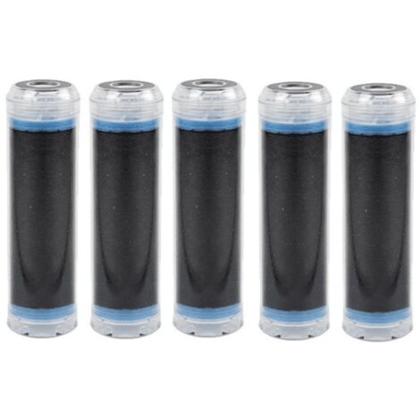 Lot de 5 cartouches charbon actif 25µ – Filtration eau pour porte filtre 3/4 – Surface d'adsorption élevée – Installation facile