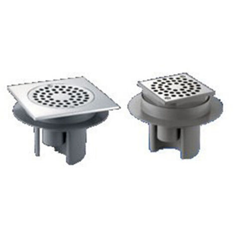 Delabie – Siphon de sol 150x150mm pour carrelage et béton brut – Grille inox – Sortie horizontale adaptable – Garde d'eau 50mm