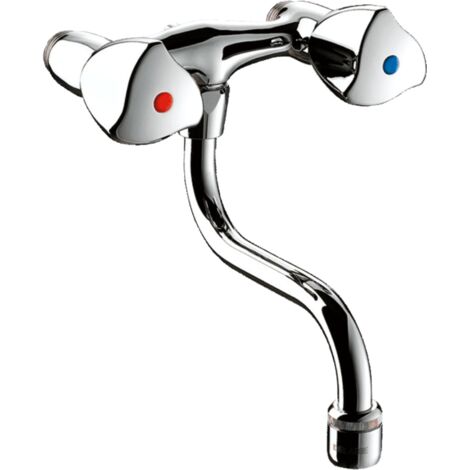 Delabie – Mélangeur évier mural avec bec orientable – Corps laiton chromé – Brise-jet antitartre 3 l/min – Entraxe 110 mm