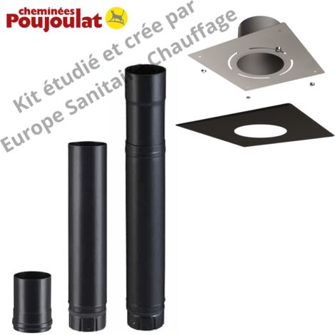 Poujoulat – Kit raccordement intérieur conduit émaillé pour poêles à granulés – Épaisseur 0,5 mm – Résistance thermique 600 °C – Joint en fibre haute température