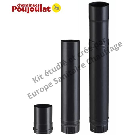 Poujoulat – Kit raccordement intérieur conduit émaillé pour poêles à granulés – Diamètre 100mm – Résistance thermique 600°C – Éléments fournis : 1 adaptateur, 1 élément droit 100cm, 1 élément réglable 51-86cm