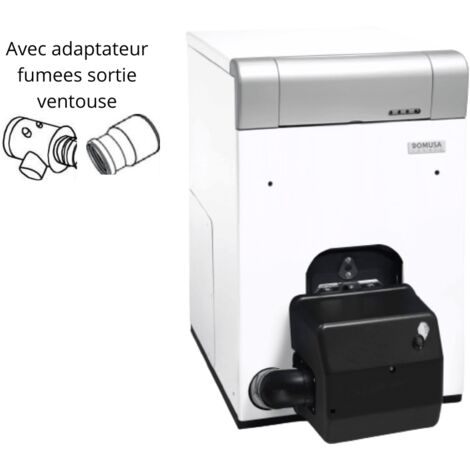 Domusa – Chaudière fioul à condensation 30 kW – Efficacité énergétique 103% – Compatible biofioul – Brûleur inclus – Adaptateur ventouse