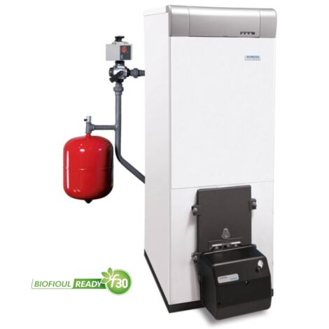 Chaudière fioul Domusa Terma HE-PACK avec ballon 85 L inox Version Chaudière  Avec brûleur avec kit hydraulique