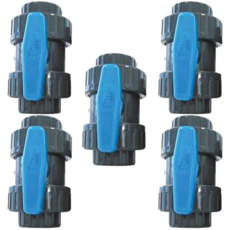 Pack de 5 Vannes à sphère PVC Pression femelle à coller diamètre 50 mm (1/2)