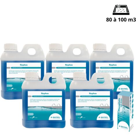 Bayrol - Nophos anti-phosphate x 5 + languette analyse pour bassin de 80 à 100 m3 (1/4)