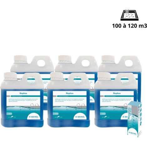 Bayrol - Nophos anti-phosphate x 6 + languette analyse pour bassin de 100 à 120 m3 (1/4)