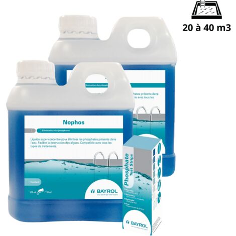Bayrol - Nophos anti-phosphate x 2 + languette analyse pour bassin de 20 à 40 m3 (1/4)