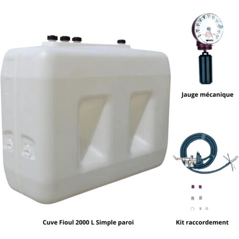 Roth – Cuve à fioul 2000 L simple paroi – Jauge mécanique verticale – Kit de raccordement pour biofioul F30/F50 – Installation rapide