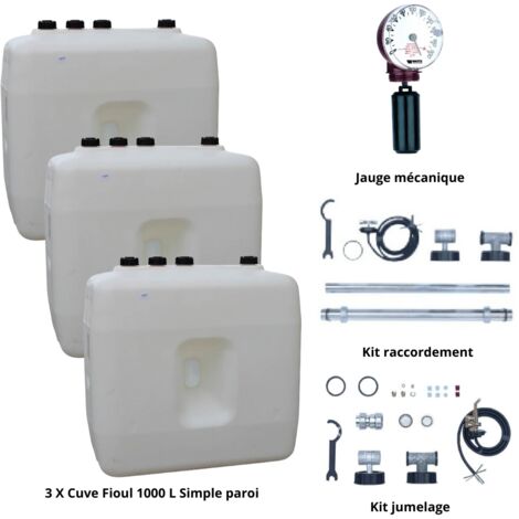 Kit cuve fioul 1000 L x 3 + Kit aspiration ROTH + Jauge + Kit jumelage (1/5)