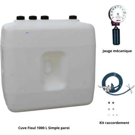 Roth – Cuve fioul 1000 L simple paroi – Jauge mécanique verticale – Kit de raccordement biofioul F30/F50 – Installation rapide