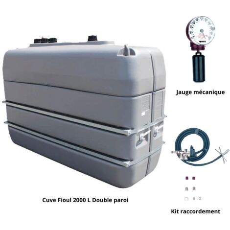 Roth – Cuve fioul double paroi 2000 L – Polyéthylène haute densité – Kit de raccordement pour Biofioul F30/F50 – Jauge mécanique antichoc (1/5)