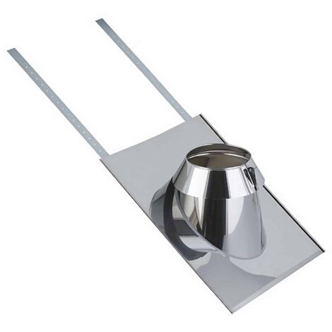 Kit sortie de toit isolé Therminox Poujoulat Diamètre 150 Pente 15 à 30 degrés finition inox bavette noir