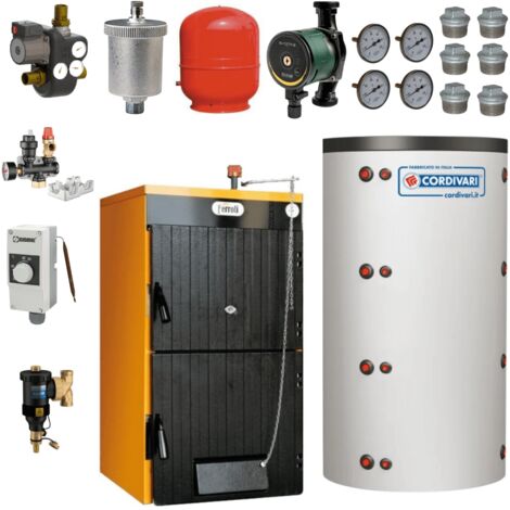 Ferroli – Pack chaudière bois 43 kW – Ballon tampon 1000 L en acier isolé – Unité de charge Laddomat 20 – Circulateur électronique (1/4)