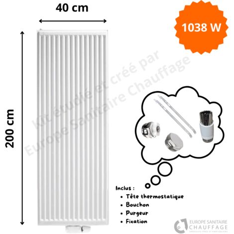 Radiateur Acier H.200 x L.40 cm Vertex Stelrad 1038W T11 (1/5)