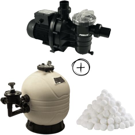 Pack Filtre à sable MFS + Pompe de filtration TonicLine + balles filtrantes Volume max du bassin 40 m³