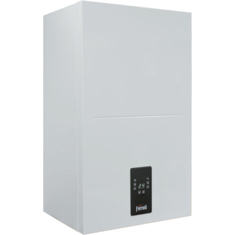 Ferroli – Chaudière électrique 9 kW – Rendement 99,5 % – Design mural compact pour petits espaces – Affichage digital intuitif