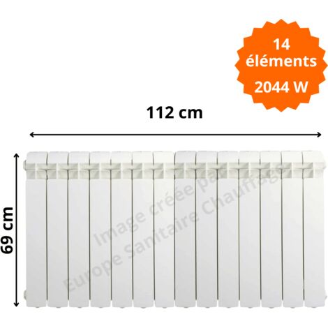 Radiateur aluminium horizontal H.69 x 112 cm VOX 600 Deville 2044 W