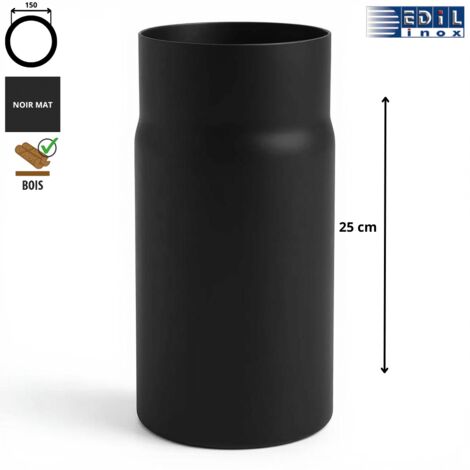 Edilinox – Conduit de fumée émaillé noir mat 25 cm – Diamètre 150 mm – Résistance à la corrosion – Vitrification intérieure et extérieure (1/2)