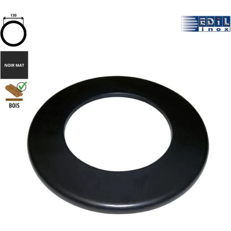 Edilinox – Rosace émaillée noir mat 130mm – Finition résistante à la corrosion – Installation conforme aux normes DTU 24.1 et 24.2 – Évacuation efficace des fumées