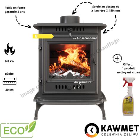 Poêle à bois en fonte 6.8 kW P10 ECO KAWMET