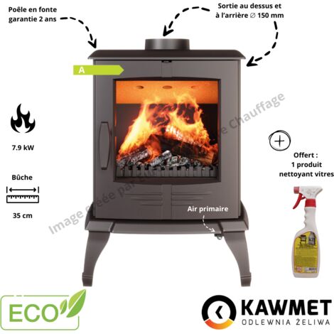 Poêle à bois en fonte 7.9 kW P8 ECO KAWMET (1/5)