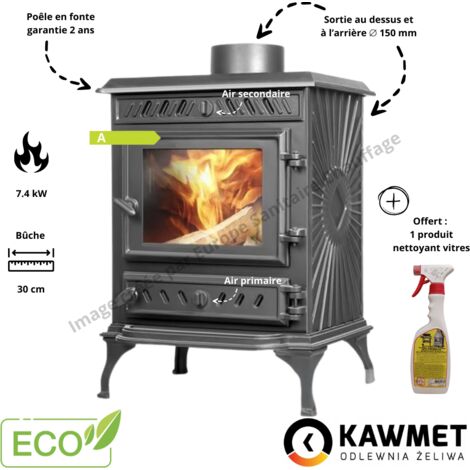 Poêle à bois en fonte 7.4 kW P3 ECO KAWMET