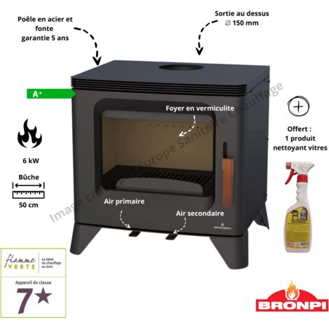 Poele à bois raccordable Orly Bronpi (1/4)