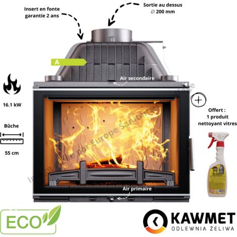 Insert à bois en fonte 16.1 kW W17 Decor ECO KAWMET