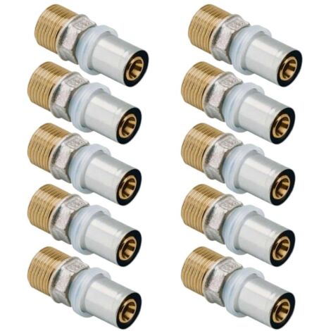 Lot de 10 Raccords Multicouche à sertir Mâle RBM profil TH-H-U-B-F Diamètre 1/2" M 16