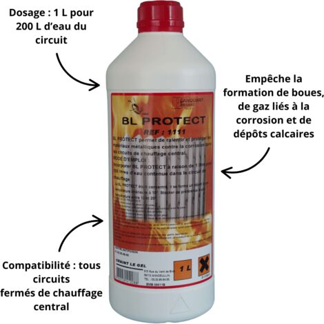 Agent protecteur chauffage central 1 litre – Dégazeur et désemboueur – Lutte contre corrosion et boues – Compatible circuits fermés