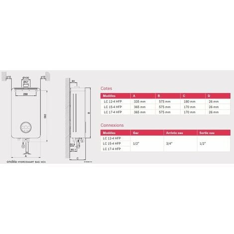 Chauffe-eau gaz, ELM LEBLANC, Ondea Hydropower LC14-4 PVHYB BUTANE PROPANE  (bouteille)