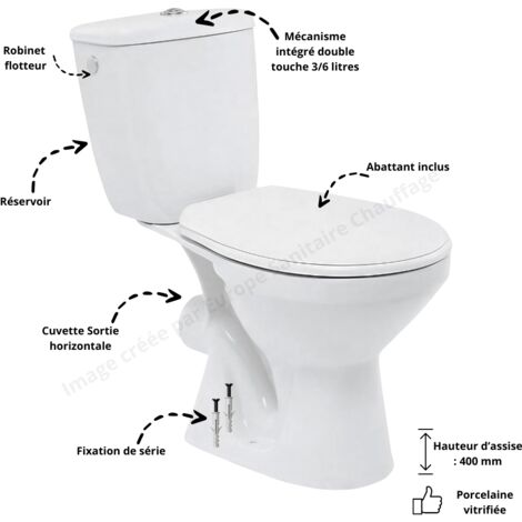 Pack WC Céramique Mito 3/6 L Sortie Horizontale