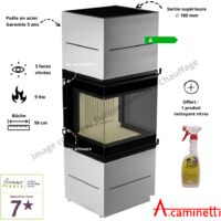 A Caminetti – Poêle à bois 9 kW – Rendement >80% – Évacuation 180 mm – Flamme verte 7 étoiles – Design compact 1650x660x485 mm – Coloris blanc