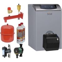 Ferroli – Kit chaudière fioul Atlas 32 – Brûleur fioul Domusa D3 17.5-35.5 kW – Circulateur DAB Evosta 2 – Vase d'expansion 25L