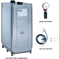 Roth – Cuve fioul 1500 L double paroi DWT – Kit raccordement Biofioul F30/F50 – Jauge mécanique verticale – Installation rapide et sécurisée