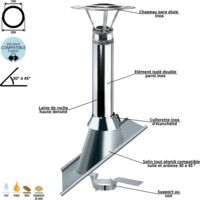 Edilinox – Kit complet de fumisterie inox isolé 30-45° – Double paroi 25mm laine de roche – Compatible poêles et chaudières – Diamètre 150mm - Ediliso25