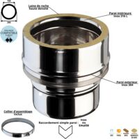 Edilinox – Raccord double simple paroi conduit double paroi isolé 150mm – Inox 304 extérieur et 316 intérieur – Isolation laine de roche 25mm