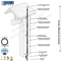 Kit conduit double paroi isolé vertical extérieur Ediliso25 Edilinox Diamètre 150 Version Longueur montage 544 cm